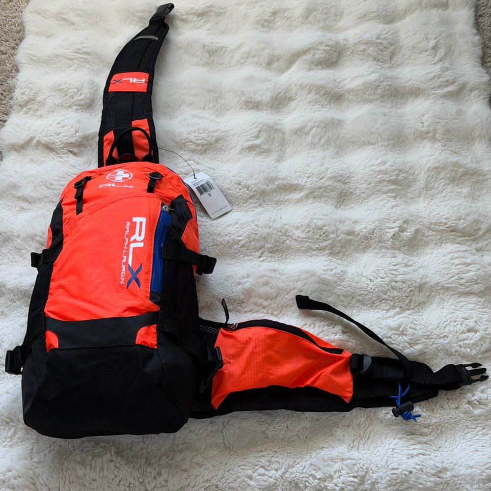 Outdoor RLX Ralph Lauren Mini Sling Bag Backpack Neon Orange Hiking Gym Travel - Picture 6 of 16